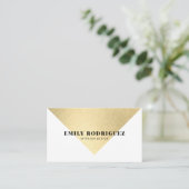 Elegante witgouden folie kleurblok minimalist visitekaartje (Staand voorkant)