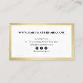 Elegante witgouden folie kleurblok minimalist visitekaartje (Achterkant)