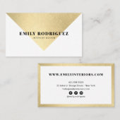 Elegante witgouden folie kleurblok minimalist visitekaartje (Voorkant / Achterkant)