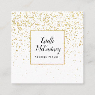 Elegante witgouden glitter chique weddingplanner vierkante visitekaartje