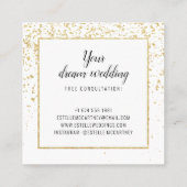 Elegante witgouden glitter chique weddingplanner vierkante visitekaartje (Achterkant)