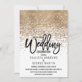 Elegante witgouden glitter Confetti ombre bruiloft Kaart (Voorkant)