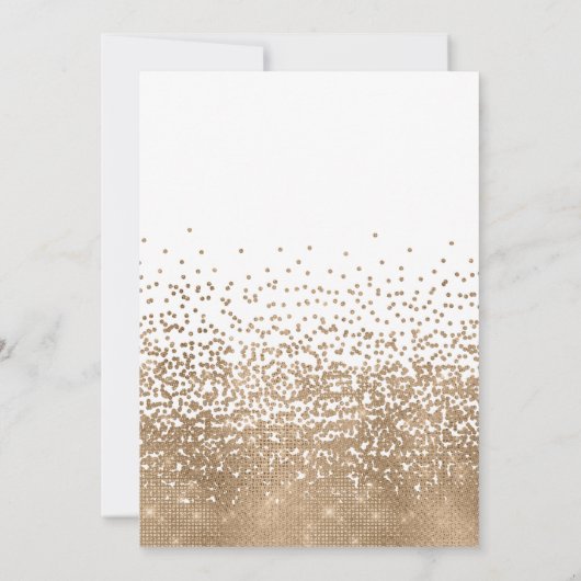 Elegante witgouden glitter Confetti ombre bruiloft Kaart (Achterkant)