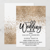 Elegante witgouden glitter Confetti ombre bruiloft Kaart (Voorkant / Achterkant)