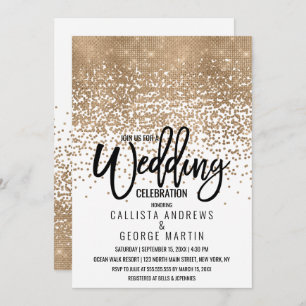 Elegante witgouden glitter Confetti ombre bruiloft Kaart