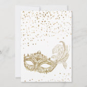Elegante witgouden glitter maskerade verjaardag kaart (Achterkant)