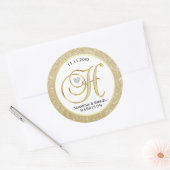 Elegante witgouden glitter monogram letter 'H' Ronde Sticker (Envelop)