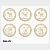 Elegante witgouden glitter monogram letter 'H' Ronde Sticker (Vel)