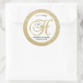 Elegante witgouden glitter monogram letter 'H' Ronde Sticker (Tas)