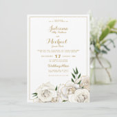 Elegante witgouden glitter rozen bloemenbruiloft kaart (Staand voorkant)