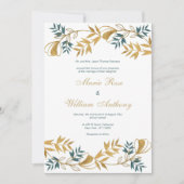 Elegante witgouden grijsachtige cyaan gebladerte b kaart (Voorkant)