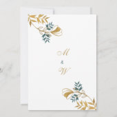 Elegante witgouden grijsachtige cyaan gebladerte b kaart (Achterkant)