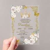 Elegante witgouden ivoren kroon Quinceanera Acryl Uitnodigingen (Insitu (Draagbaar))