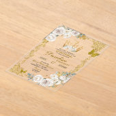 Elegante witgouden ivoren kroon Quinceanera Acryl Uitnodigingen (Laagn)