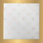 Elegante witgouden kroon Starburst Tegeltje<br><div class="desc">Witte tegel met goudkroon in een sterrenbeeld.</div>