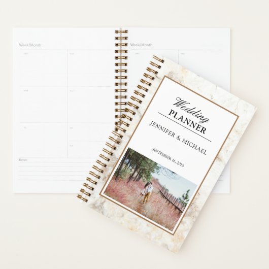 Elegante witgouden marmeren foto Wedding planner (Display)