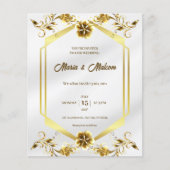 Elegante Witgouden Moderne Huwelijksuitnodiging Flyer (Voorkant)