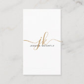 Elegante witgouden monogram script Initialen Visitekaartje (Voorkant)