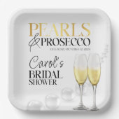 Elegante witgouden parels & Prosecco Vrijgezellenf Papieren Bordje (Voorkant)