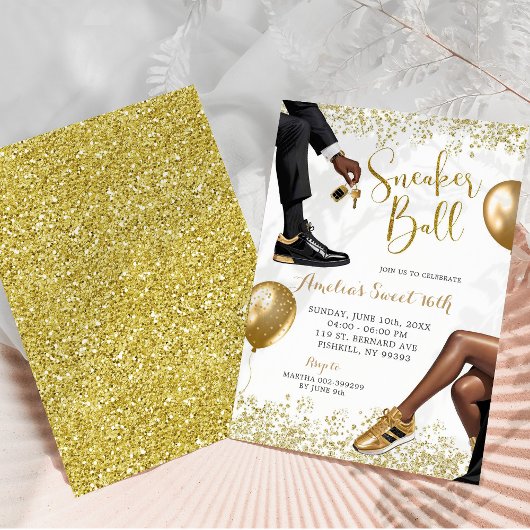 Elegante witgouden sneakerbal 21e verjaardag kaart