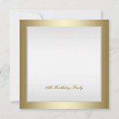 Elegante witgouden verjaardagsuitnodiging kaart (Achterkant)