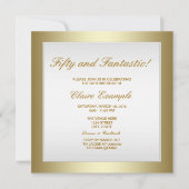 Elegante witgouden verjaardagsuitnodiging kaart (Voorkant)