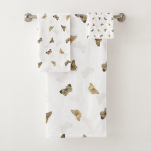 Elegante witgouden vlinders bad handdoek