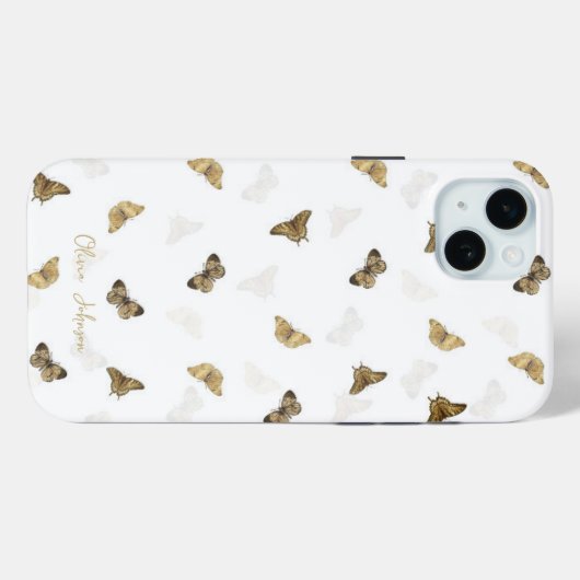 Elegante witgouden vlinders Case-Mate iPhone case (Achterkant (horizontaal))