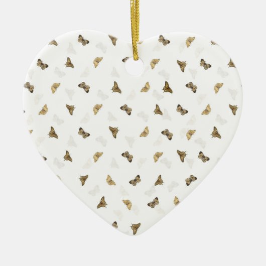 Elegante witgouden vlinders keramisch ornament (Voorkant)