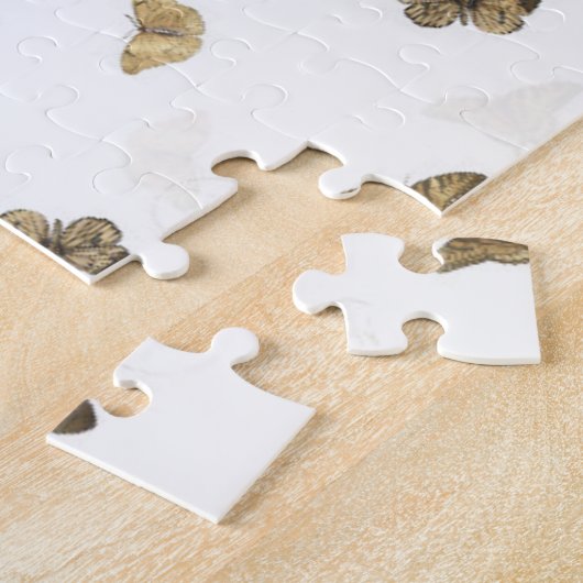 Elegante witgouden vlinders legpuzzel (Zijkant)