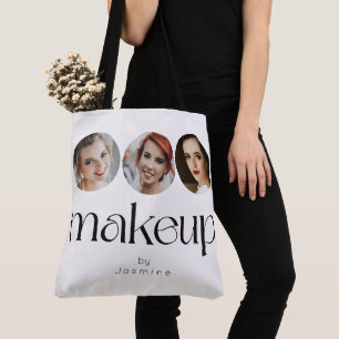 Elegante Witte 3 Foto MUA Make-up Kunstenaar Tote Bag