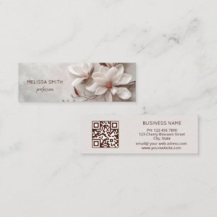 Elegante Witte 3D Magnolia Mini Visitekaartje
