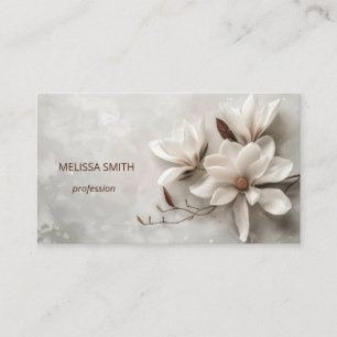 Elegante Witte 3D Magnolia Visitekaartje