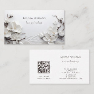 Elegante Witte 3D Magnolia Visitekaartje