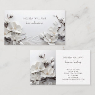 Elegante Witte 3D Magnolia Visitekaartje