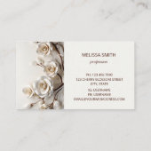 Elegante Witte 3D Rozen Visitekaartje (Achterkant)