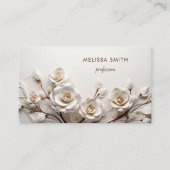 Elegante Witte 3D Rozen Visitekaartje (Voorkant)
