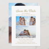Elegante Witte 4 Foto 2-zijdige Trouwkaart Save The Date (Voorkant / Achterkant)