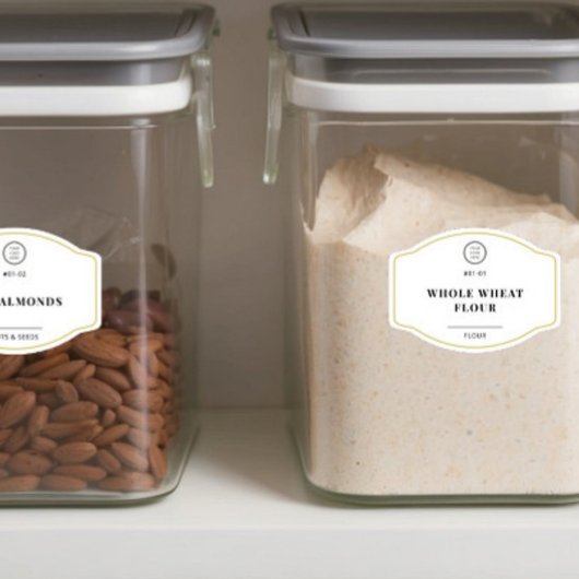 Elegante witte aangepaste Logo keuken pantry label