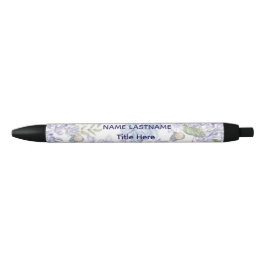 Elegante witte achtergrond en blauwe bloem op maat zwarte inkt pen