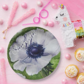 ELEGANTE WITTE ANEMONE MONOGRAM FEestJE Papieren Bordje (Feest)