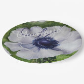 ELEGANTE WITTE ANEMONE MONOGRAM FEestJE Papieren Bordje (Gekanteld)