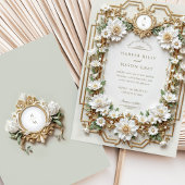 Elegante witte anemonen met Faux Gold Kaart