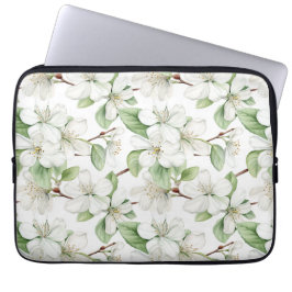 Elegante witte appelbloesem laptop sleeve