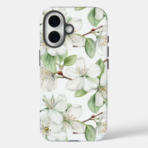 Elegante witte appelbloesem stoer iPhone 16 hoesje