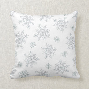 Elegante witte aquarel wintervlokken kussen