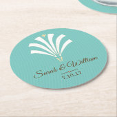 Elegante Witte Art Deco Palmetto | Gepersonaliseer Ronde Kartonnen Onderzetter (Gebogen)