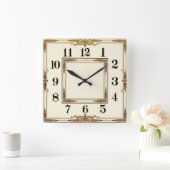 Elegante Witte Art Deco Vierkante Klok (Huis)