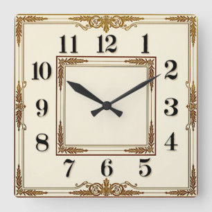 Elegante Witte Art Deco Vierkante Klok