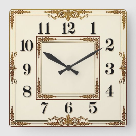 Elegante Witte Art Deco Vierkante Klok (Voorkant)